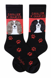 Sabyloo Women’s Cavalier King Charles Spaniel Dog Crew Socks