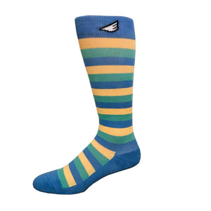 Jailbird – Sky Blue, Light Green & Light Yellow / American Made Stripe / 15 – 20 mmHg OTC Graduated Compression Socks for Women and Men