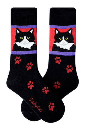 Sabyloo Women’s Tuxedo Cat Crew Socks