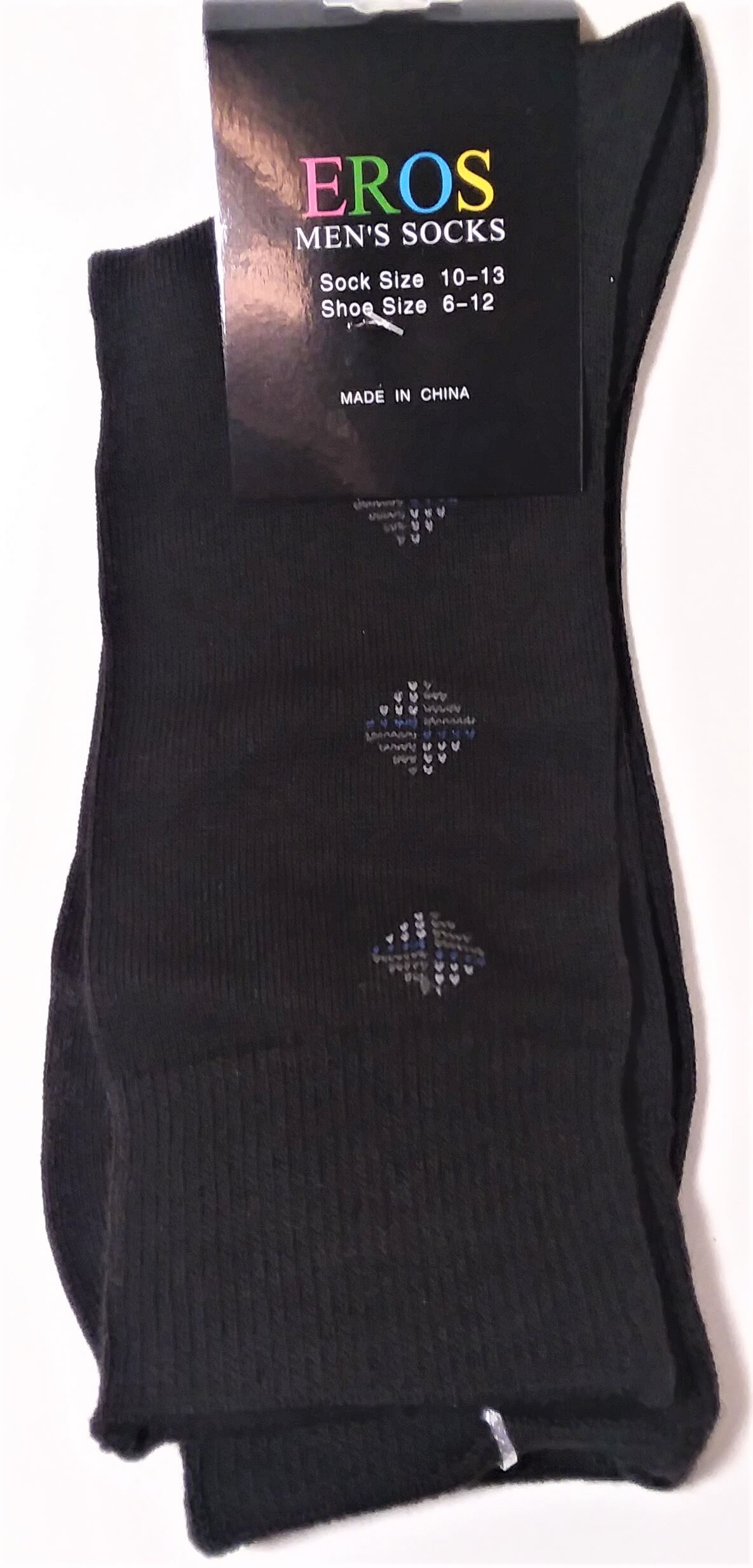 Men's Casual Crew Socks.Black with dark gray and light gray diamonds