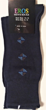 Load image into Gallery viewer, Men&#39;s Casual Crew Socks.Dark Blue with Brown and Blue Diamonds

