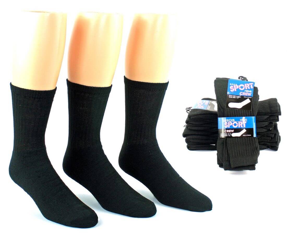 Men's Athletic Black Crew Socks