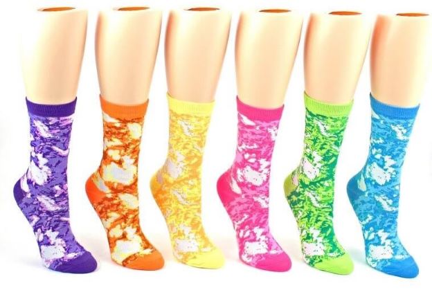women's tie-dye crew socks
