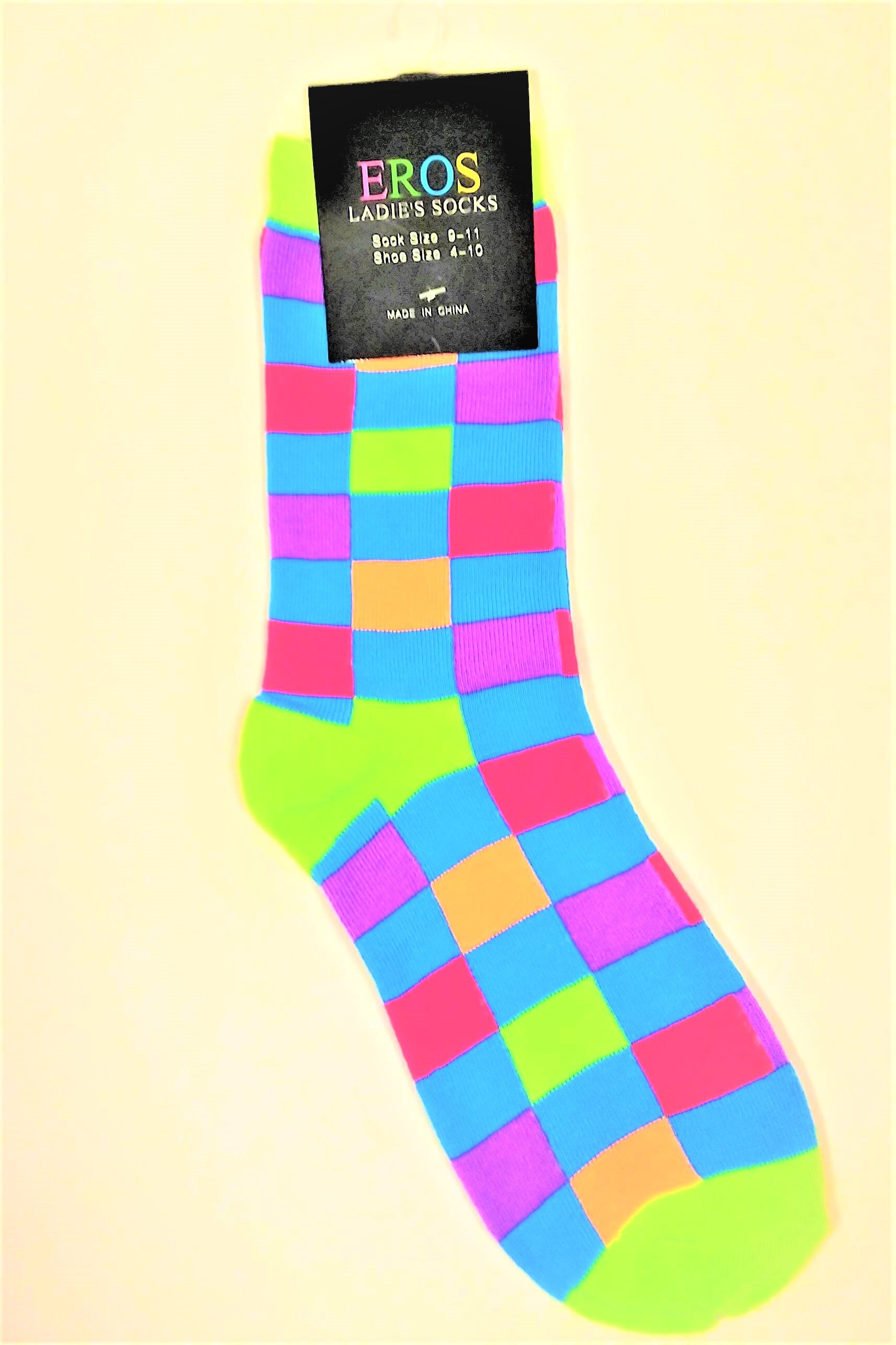 Women's Neon Block Crew Socks