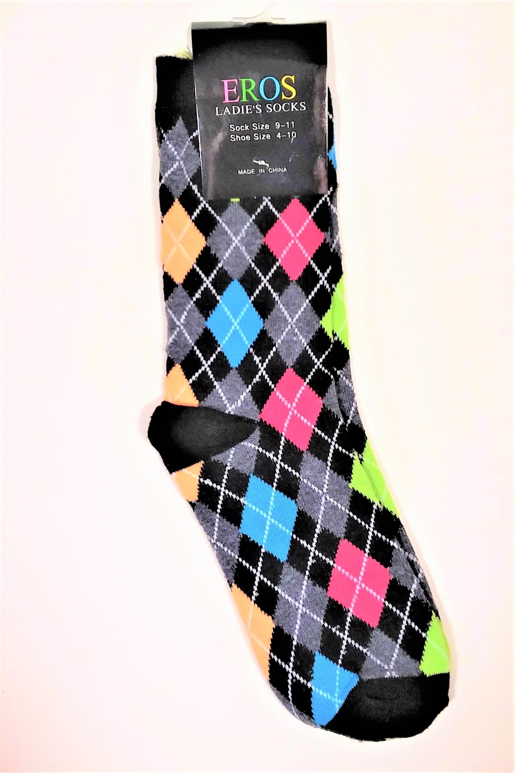 Women's Argyle with Black Toe Crew Socks