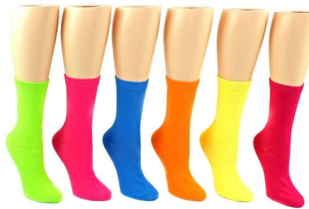 Women's Neon Solid Crew Socks