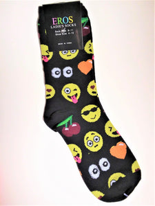 Women's Black Emoji Crew Socks