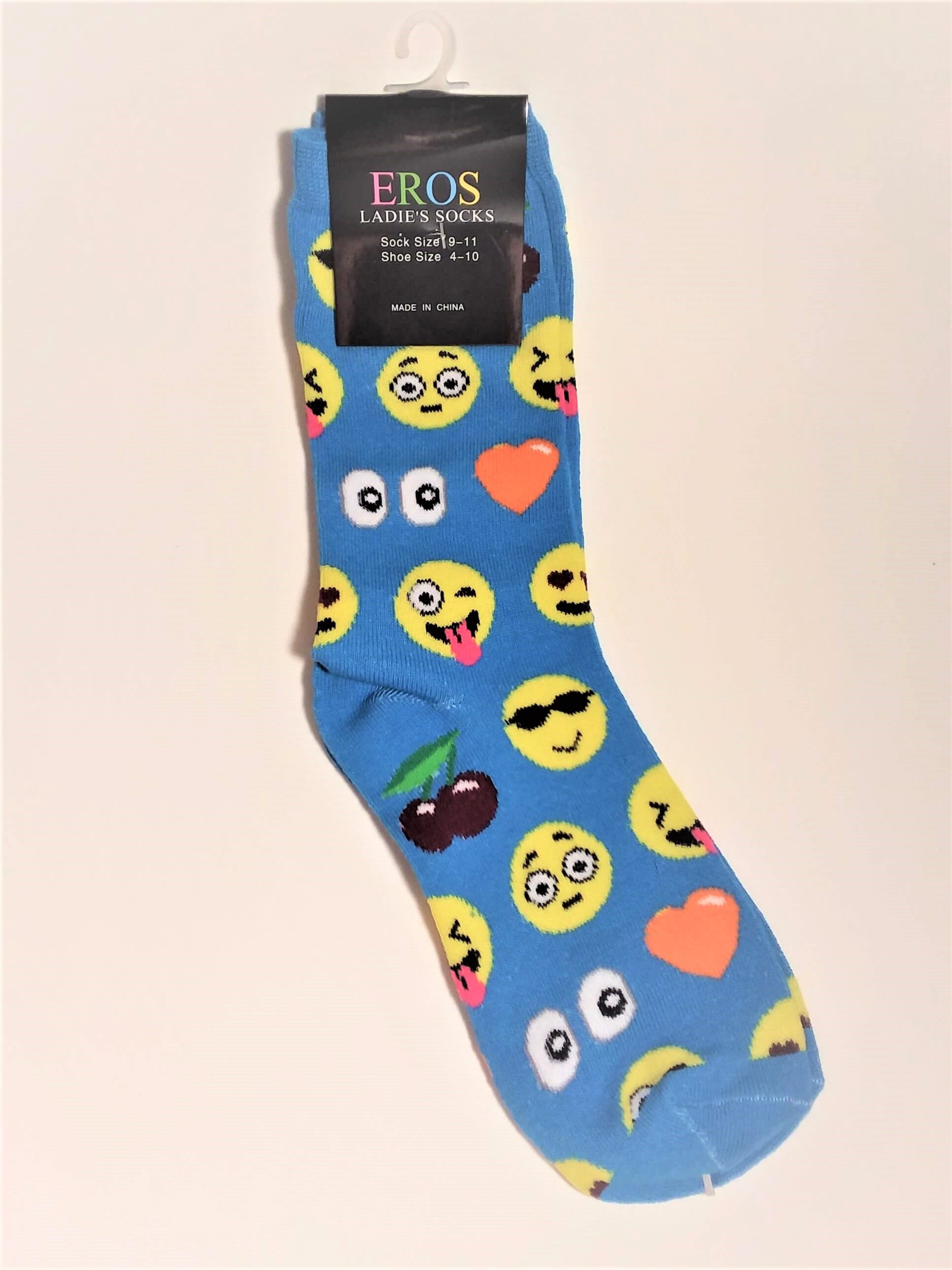 Women's Dark Blue Emoji Crew Socks