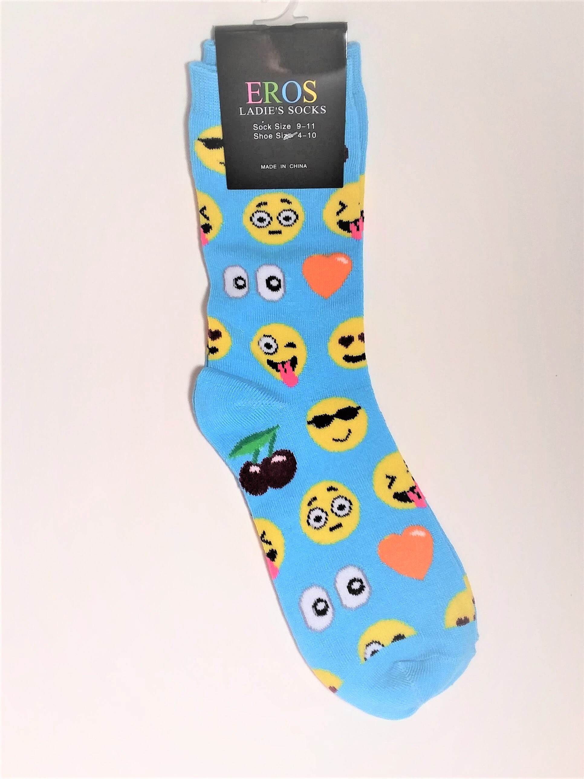 Women's Light Blue Emoji Crew Socks