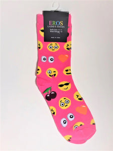 Women's Pink Emoji Crew Socks