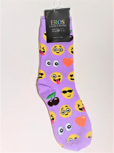 Women's Purple Emoji Crew Socks
