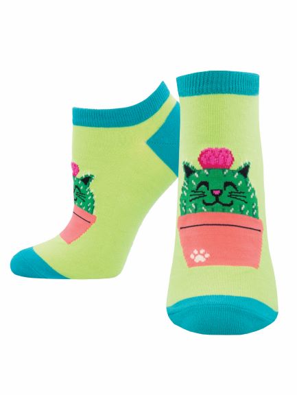 Women's Kitty Cactus Low Cut Socks